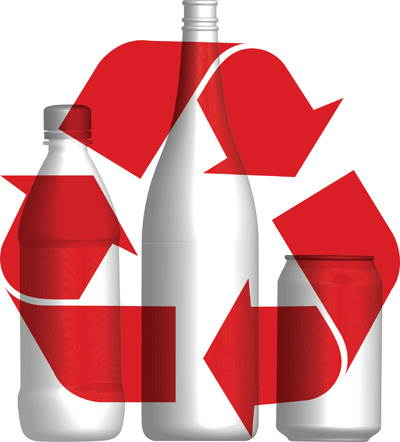 Recycle bottles and cans.