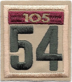 One-piece numerals with 105 year unit veteran bar